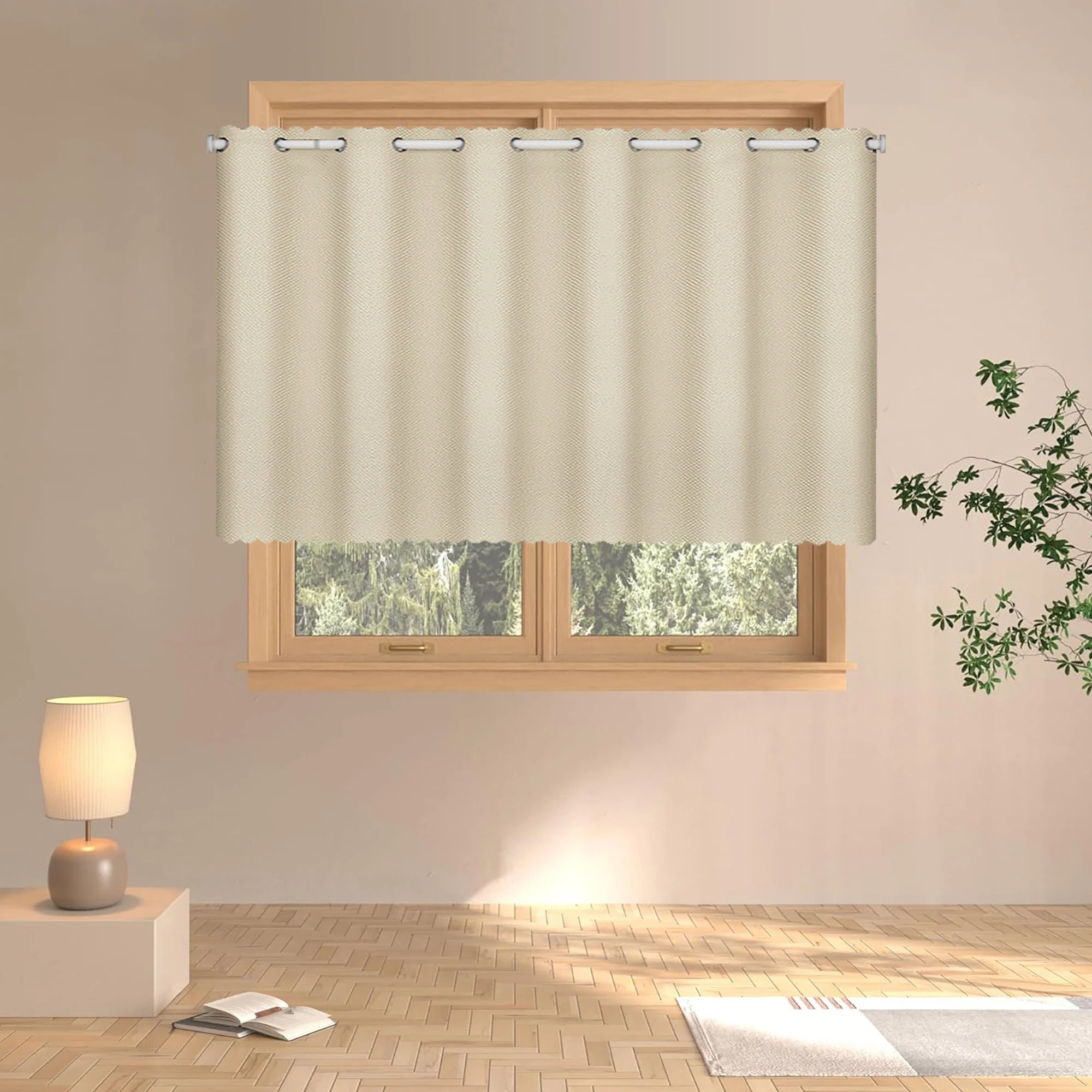 Beige Opaque Home Curtain