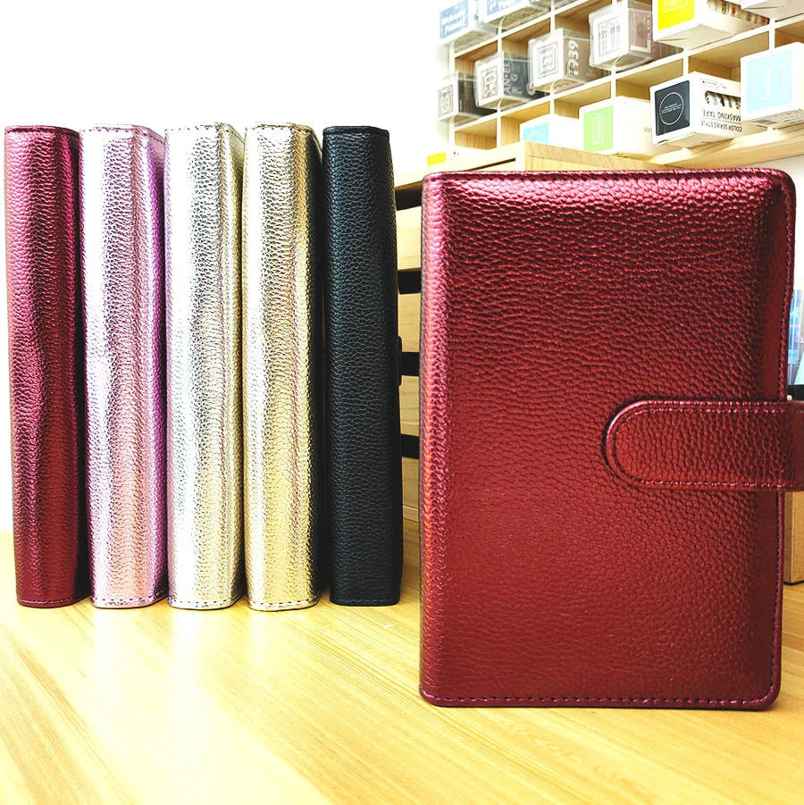 A5 A6 Metallic Texture PU Leather Binder